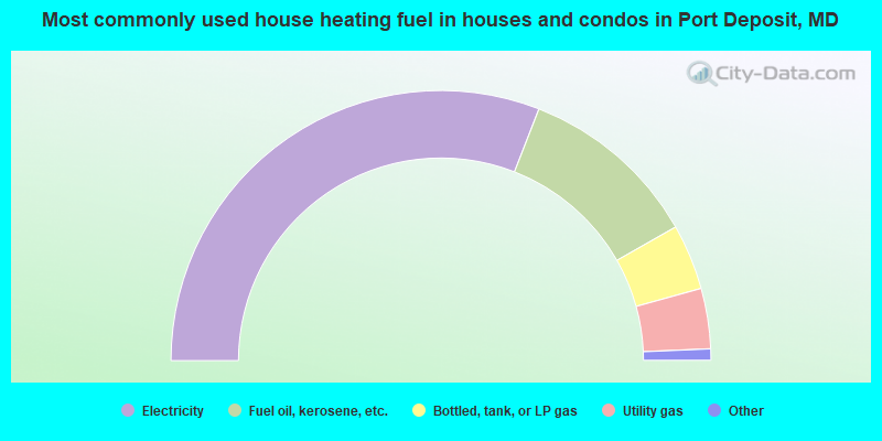 Most commonly used house heating fuel in houses and condos in Port Deposit, MD