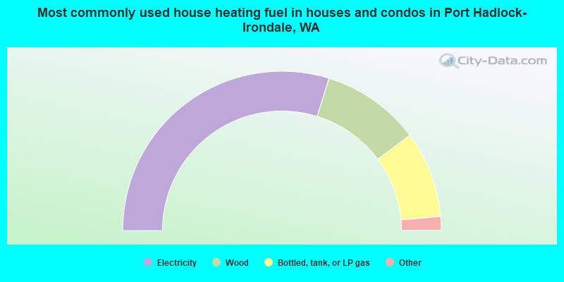 Most commonly used house heating fuel in houses and condos in Port Hadlock-Irondale, WA