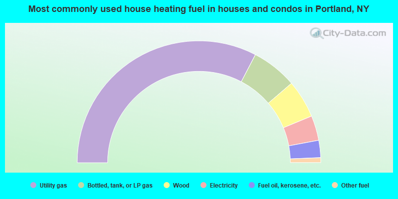 Most commonly used house heating fuel in houses and condos in Portland, NY