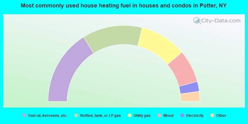 Most commonly used house heating fuel in houses and condos in Potter, NY