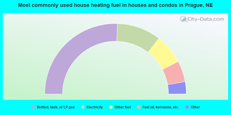 Most commonly used house heating fuel in houses and condos in Prague, NE