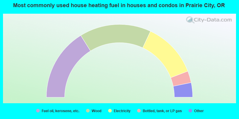 Most commonly used house heating fuel in houses and condos in Prairie City, OR