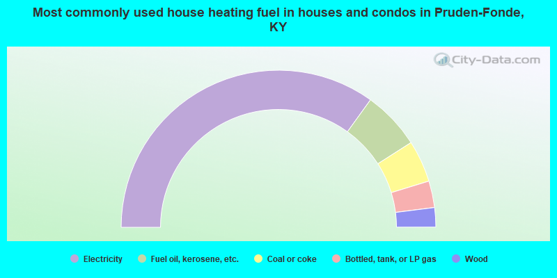 Most commonly used house heating fuel in houses and condos in Pruden-Fonde, KY