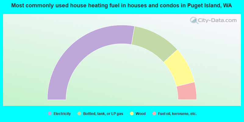 Most commonly used house heating fuel in houses and condos in Puget Island, WA