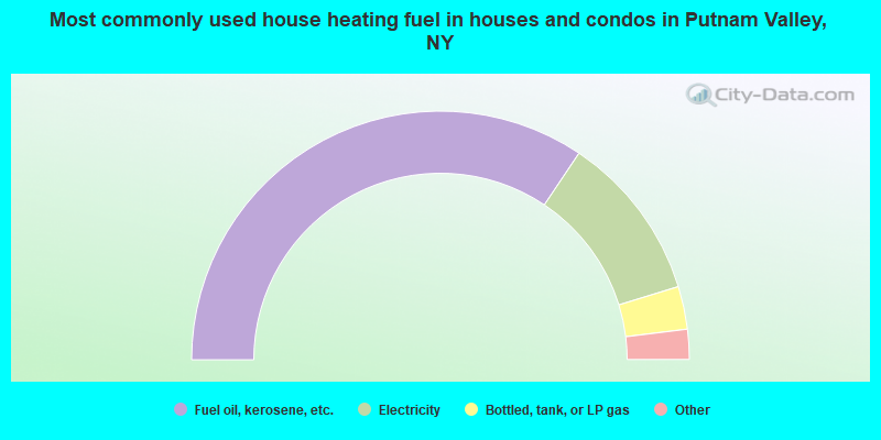 Most commonly used house heating fuel in houses and condos in Putnam Valley, NY