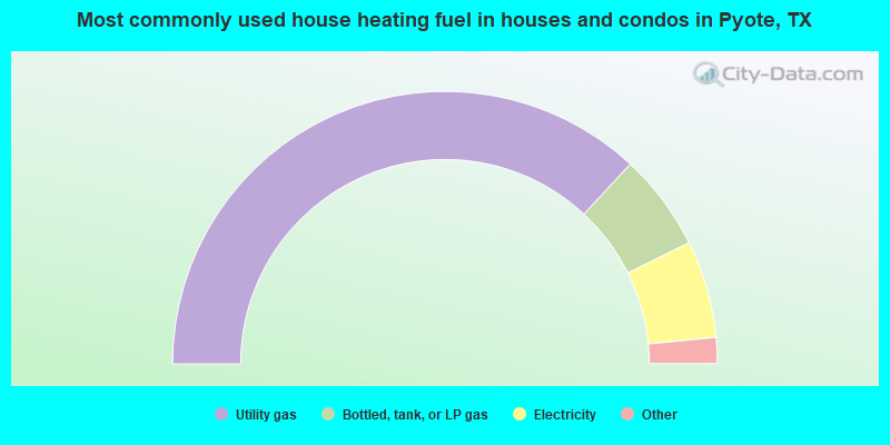Most commonly used house heating fuel in houses and condos in Pyote, TX