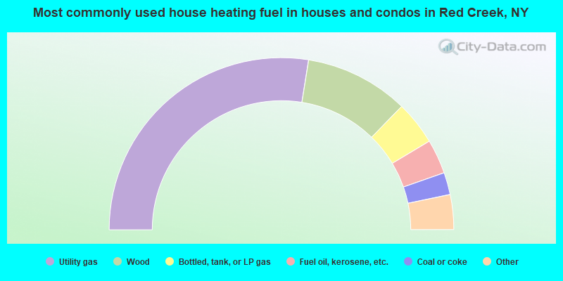 Most commonly used house heating fuel in houses and condos in Red Creek, NY