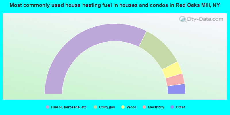 Most commonly used house heating fuel in houses and condos in Red Oaks Mill, NY