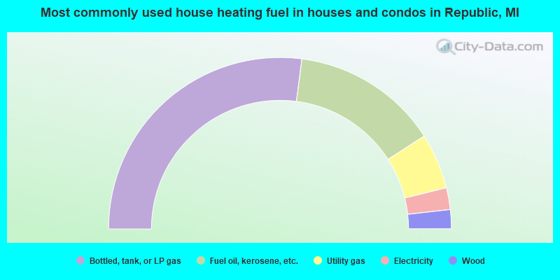Most commonly used house heating fuel in houses and condos in Republic, MI