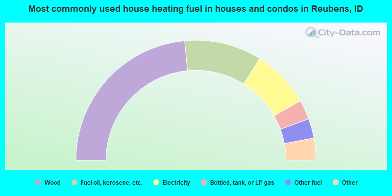 Most commonly used house heating fuel in houses and condos in Reubens, ID