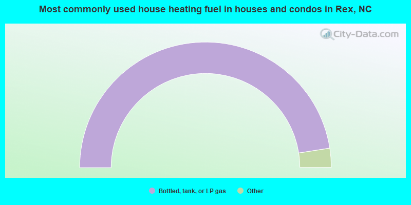 Most commonly used house heating fuel in houses and condos in Rex, NC