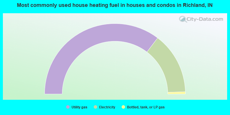 Most commonly used house heating fuel in houses and condos in Richland, IN