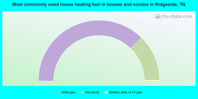 Most commonly used house heating fuel in houses and condos in Ridgeside, TN