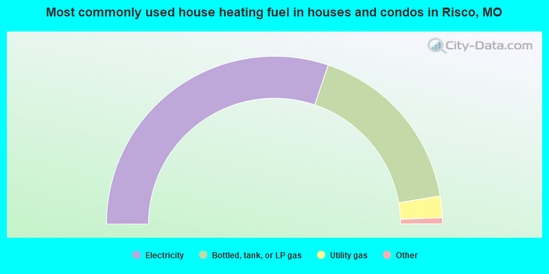 Most commonly used house heating fuel in houses and condos in Risco, MO
