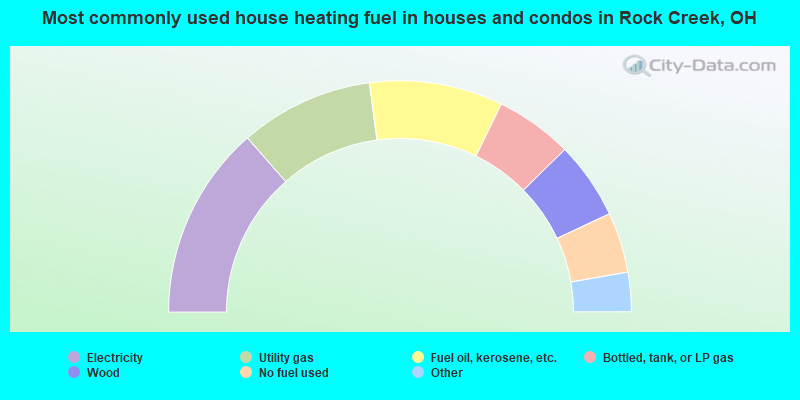 Most commonly used house heating fuel in houses and condos in Rock Creek, OH