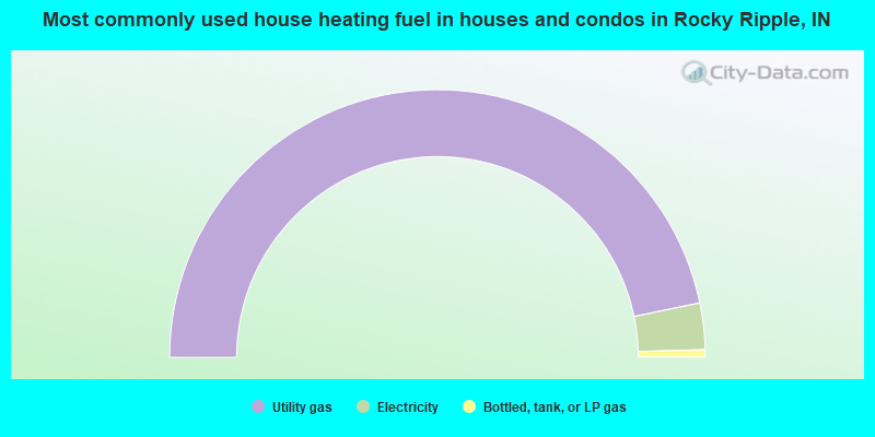 Most commonly used house heating fuel in houses and condos in Rocky Ripple, IN