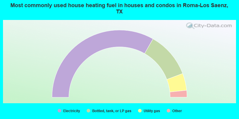 Most commonly used house heating fuel in houses and condos in Roma-Los Saenz, TX