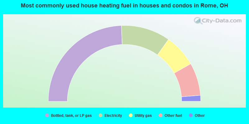 Most commonly used house heating fuel in houses and condos in Rome, OH