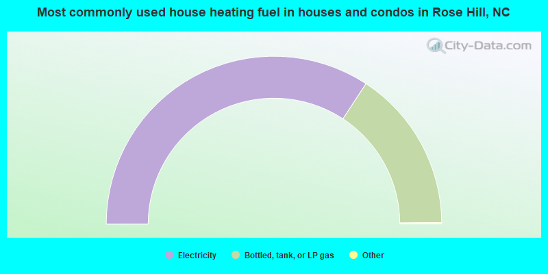 Most commonly used house heating fuel in houses and condos in Rose Hill, NC
