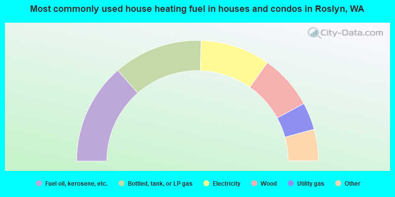 Most commonly used house heating fuel in houses and condos in Roslyn, WA