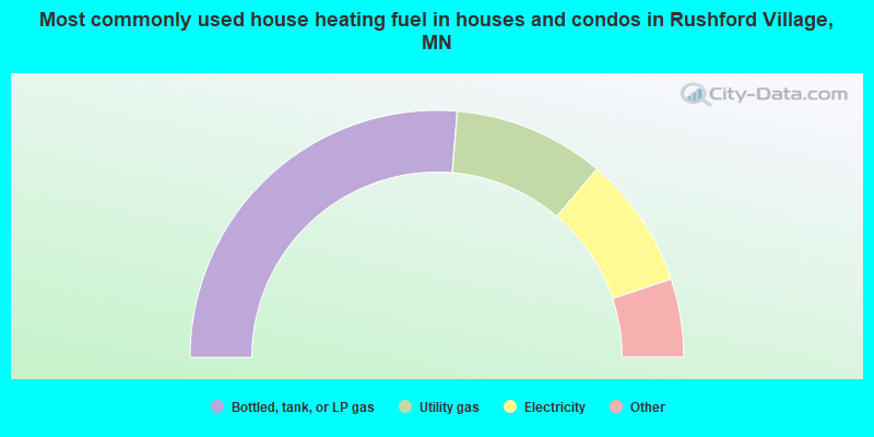 Most commonly used house heating fuel in houses and condos in Rushford Village, MN