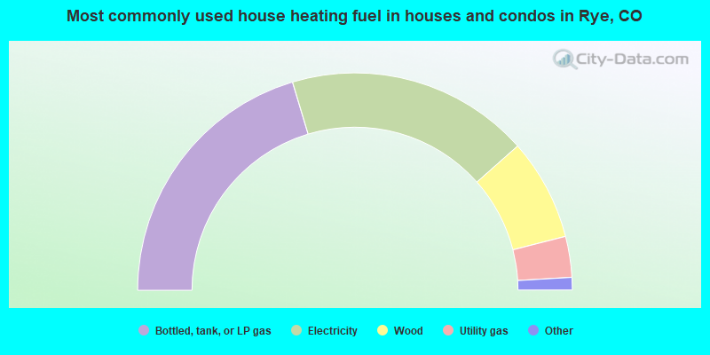 Most commonly used house heating fuel in houses and condos in Rye, CO
