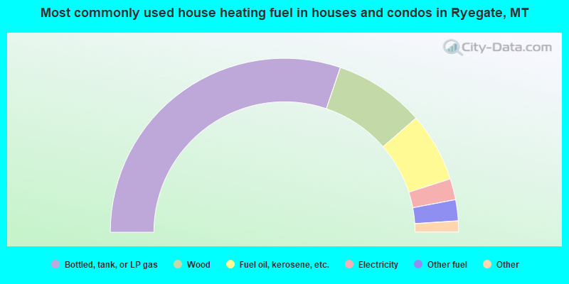 Most commonly used house heating fuel in houses and condos in Ryegate, MT