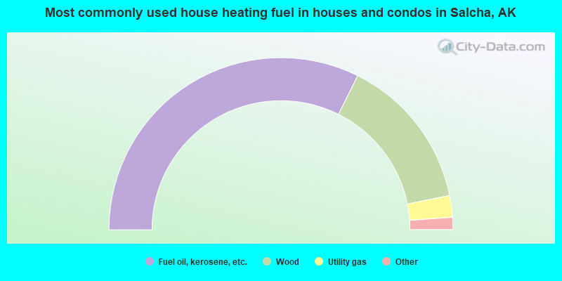Most commonly used house heating fuel in houses and condos in Salcha, AK