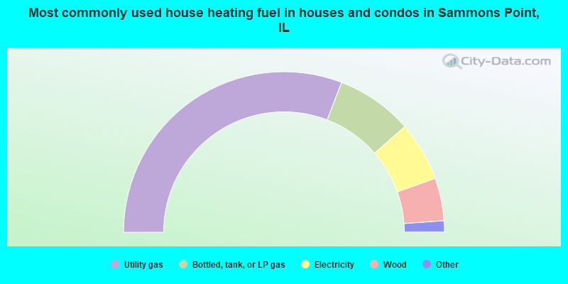 Most commonly used house heating fuel in houses and condos in Sammons Point, IL