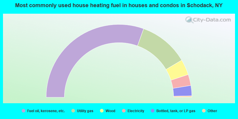 Most commonly used house heating fuel in houses and condos in Schodack, NY