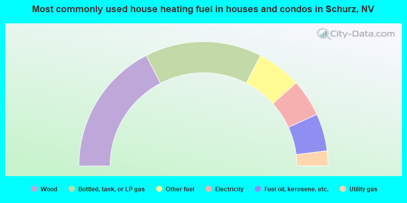Most commonly used house heating fuel in houses and condos in Schurz, NV