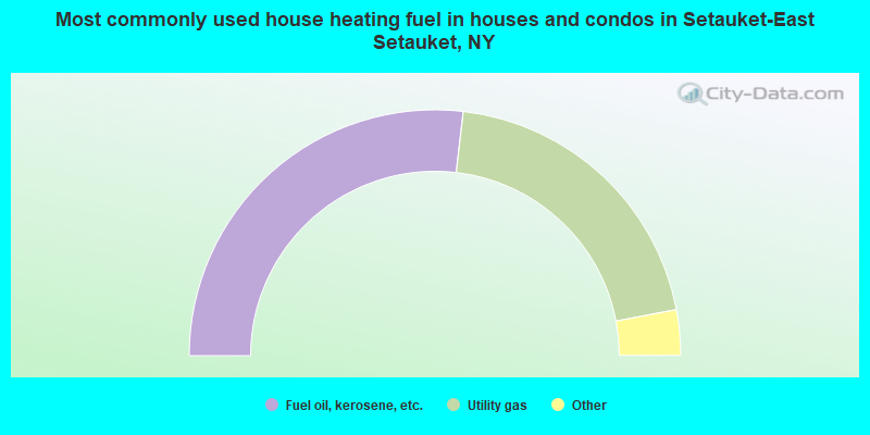 Most commonly used house heating fuel in houses and condos in Setauket-East Setauket, NY