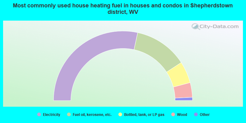 Most commonly used house heating fuel in houses and condos in Shepherdstown district, WV