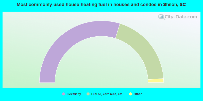 Most commonly used house heating fuel in houses and condos in Shiloh, SC