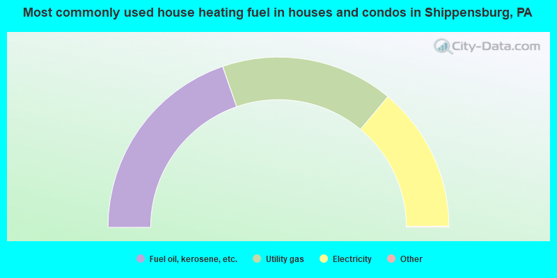 Most commonly used house heating fuel in houses and condos in Shippensburg, PA