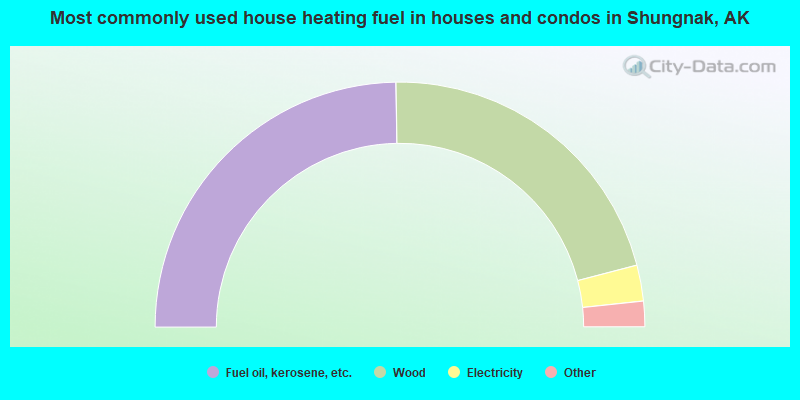 Most commonly used house heating fuel in houses and condos in Shungnak, AK