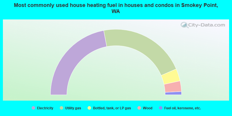 Most commonly used house heating fuel in houses and condos in Smokey Point, WA