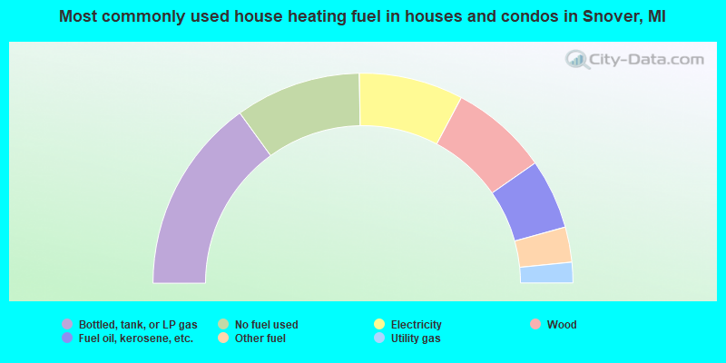 Most commonly used house heating fuel in houses and condos in Snover, MI