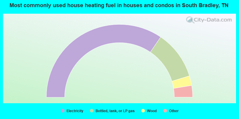 Most commonly used house heating fuel in houses and condos in South Bradley, TN