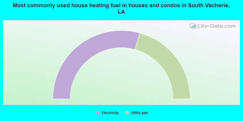 Most commonly used house heating fuel in houses and condos in South Vacherie, LA