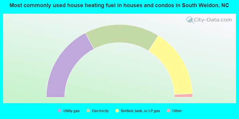 Most commonly used house heating fuel in houses and condos in South Weldon, NC