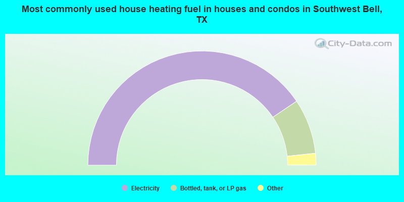 Most commonly used house heating fuel in houses and condos in Southwest Bell, TX