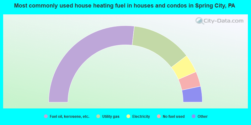 Most commonly used house heating fuel in houses and condos in Spring City, PA