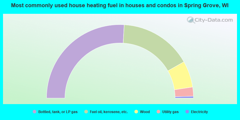 Most commonly used house heating fuel in houses and condos in Spring Grove, WI
