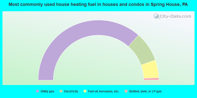 Most commonly used house heating fuel in houses and condos in Spring House, PA