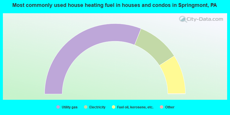 Most commonly used house heating fuel in houses and condos in Springmont, PA