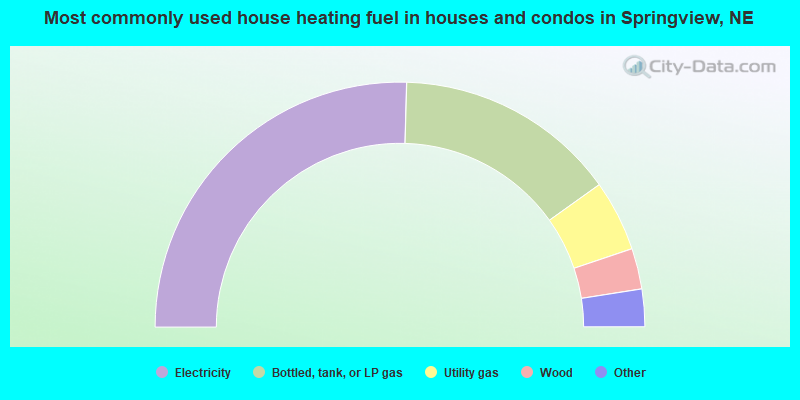 Most commonly used house heating fuel in houses and condos in Springview, NE