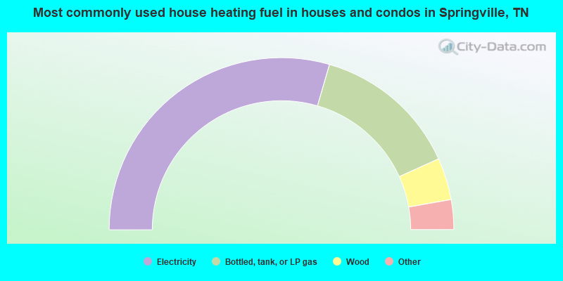 Most commonly used house heating fuel in houses and condos in Springville, TN