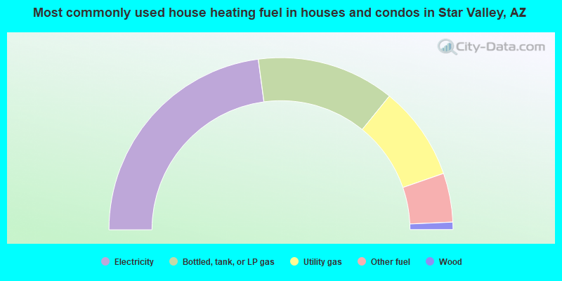 Most commonly used house heating fuel in houses and condos in Star Valley, AZ