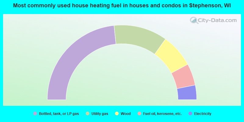 Most commonly used house heating fuel in houses and condos in Stephenson, WI